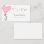 ピンクバレンタインバルーンベビーシャワーおむつラッフル エンクロージャーカード (正面/裏面)