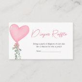 ピンクバレンタインバルーンベビーシャワーおむつラッフル エンクロージャーカード (正面)