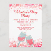 ピンクバレンタインパーティーフードミュージック踊りクラブ シーズンポストカード (正面)