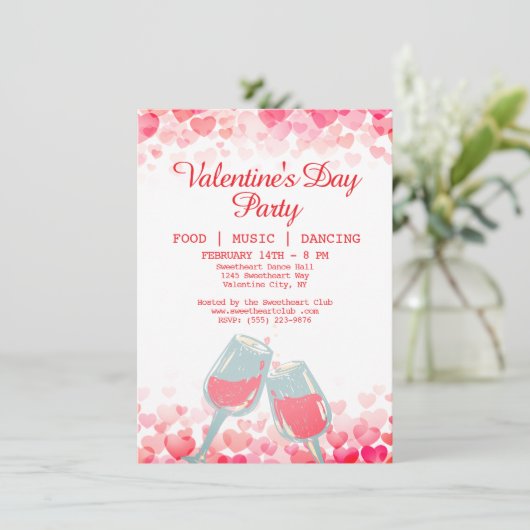 ピンクバレンタインパーティーフードミュージック踊りクラブ 招待状 (スタンド正面)