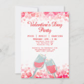 ピンクバレンタインパーティーフードミュージック踊りクラブ 招待状 (正面)