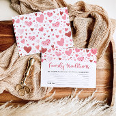 ピンクバレンタイン家族の伝統ベビーシャワーゲーム 招待状