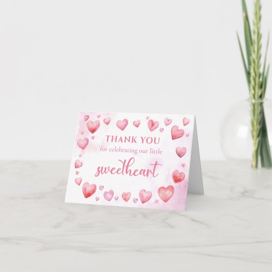 ピンクバレンタイン誕生日サンキューカード サンキューカード (正面)