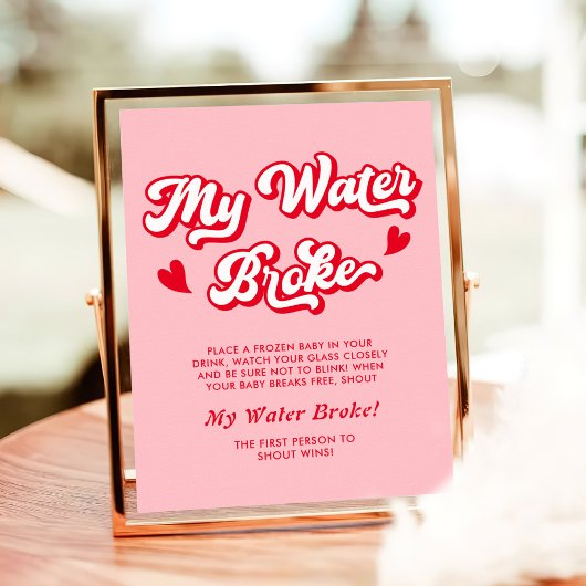 ピンクバレンタイン赤ちゃんシャワー私の水がゲームを破った ポスター