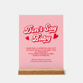 ピンクバレンタイン赤ちゃんシャワー言わないベビーゲーム アクリルサイン (正面)