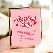 ピンクバレンタイン赤ちゃんシャワー言わないベビーゲーム ポスター