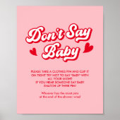 ピンクバレンタイン赤ちゃんシャワー言わないベビーゲーム ポスター (正面)