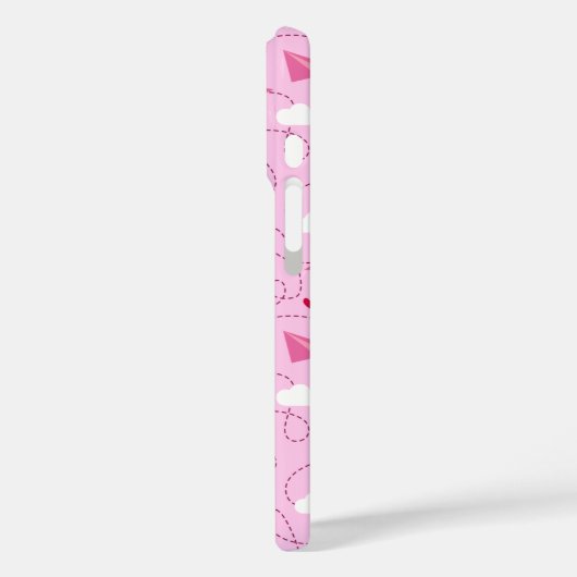 ピンクバレンタ飛んでいるン紙飛行機赤いハートかわいい Case-Mate iPhoneケース (裏面 / 左)