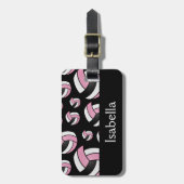 ピンクバレーボールのスポーツパターン ラゲッジタグ (正面縦)