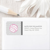 ピンクバレーボールグレーシェブロンカスタム住所 シール (インサイチュ)