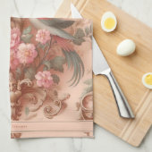 ピンクバロック・ロココフラワーモリス キッチンタオル (四つ折り)