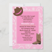 ピンクバンダナカウガールバースデーパーティー 招待状 (正面)