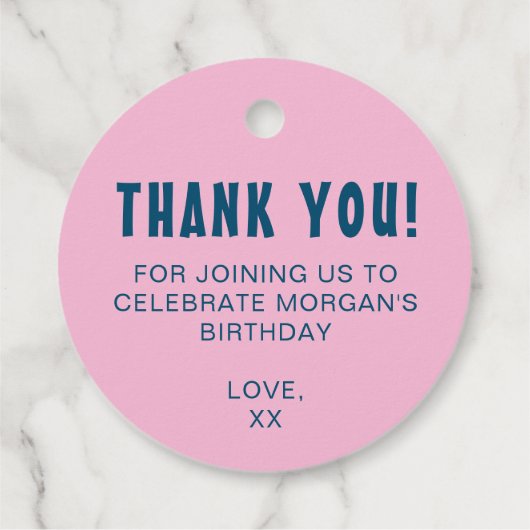 ピンクバーお洒落ガーバースデーパーティー フェイバータグ (裏面)