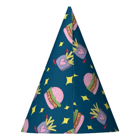 ピンクバーお洒落ガー&フライスパターン誕生日 パーティーハット (裏面)