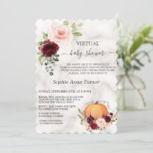 ピンクバーガンディフローラカボチャ仮想ベビーシャワー 招待状 (スタンド正面)