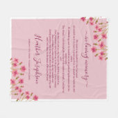 ピンクバーガンディフローラプサルム記念物 フリースブランケット (正面(横))