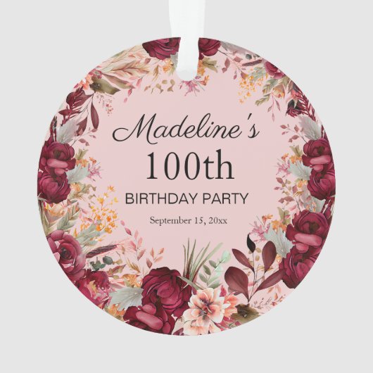 ピンクバーガンディフローラ100位誕生日記念 オーナメント (裏面)