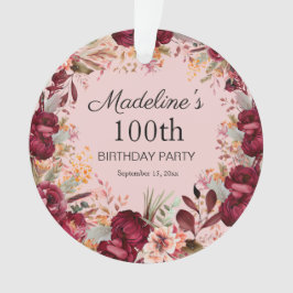ピンクバーガンディフローラ100位誕生日記念 オーナメント
