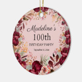 ピンクバーガンディフローラ100位誕生日記念 セラミックオーナメント (左)