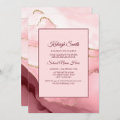 ピンクバーガンディレッドマーブルトランクパーティー招待状 招待状 (正面/裏面)