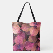 ピンクバーガンディークリームリーフ トートバッグ (裏面)