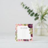 ピンクバーガンディ赤面フローラヘアクリップ表示カード スクエア名刺 (スタンド正面)