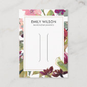 ピンクバーガンディ赤面フローラヘアクリップ表示カード 名刺 (正面)