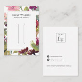 ピンクバーガンディ赤面フローラヘアクリップ表示カード 名刺 (正面/裏面)