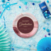 ピンクバーガンディ金ゴールド大理石瑪瑙の卒業 ペーパープレート (パーティー)