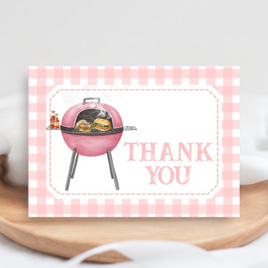 ピンクバーガーBBQベビーシャワー サンキューカード