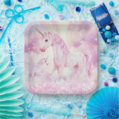 ピンクバースデーパーティユニコーン紙プレート ペーパープレート (パーティー)