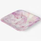 ピンクバースデーパーティユニコーン紙プレート ペーパープレート (傾斜あり)