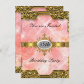 ピンクバースデーパーティーグラモールホット招待状 招待状 (正面/裏面)