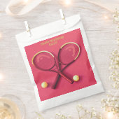 ピンクバースデーパーティーラケット&ボールテニス フェイバーバッグ (クリップ留めされた状態)