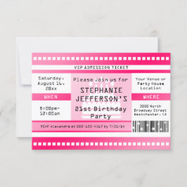 ピンクバースデーパーティー入場料チケット 招待状