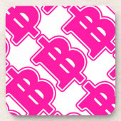 ピンクバーツ฿タイ通貨฿ コースター (正面)