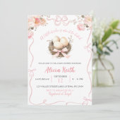 ピンクバーディベビーシャワー招待状 招待状 (スタンド正面)