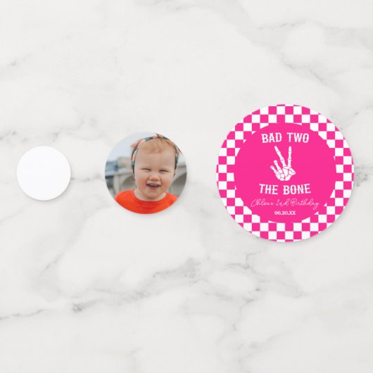 ピンクバートツザ骨骨格2回目の誕生日パーティー コンフェッティ (裏面)