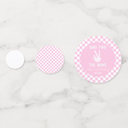 ピンクバートツザ骨骨格2回目の誕生日パーティー コンフェッティ (裏面)