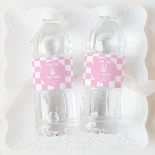 ピンクバートツザ骨骨格2回目の誕生日パーティー ペットボトルラベル