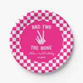 ピンクバートツザ骨骨格2回目の誕生日パーティー ペーパープレート (正面)