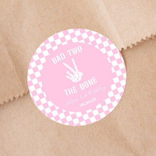 ピンクバートツザ骨骨格2回目の誕生日パーティー ラウンドシール