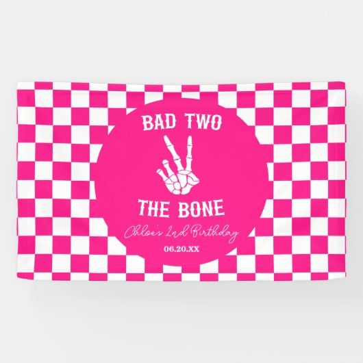 ピンクバートツザ骨骨格2回目の誕生日パーティー 横断幕 (横)