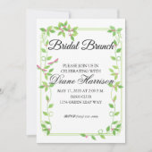 ピンクバードオングリーンアイビーウェディングシャワー招待状 招待状 (正面)