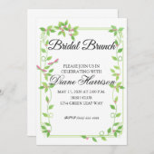 ピンクバードオングリーンアイビーウェディングシャワー招待状 招待状 (正面/裏面)