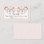 ピンクバードケージブックラッフルチケット エンクロージャーカード (正面/裏面)