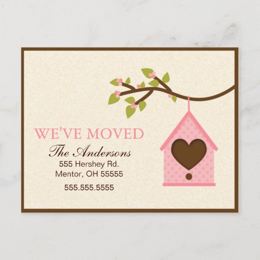 ピンクバードハウスつるの動くアナウンス 案内ポストカード (正面)