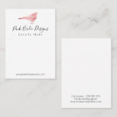 ピンクバードハンドメイドジュエリーネックレスペンダント 名刺 (正面/裏面)