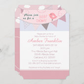 ピンクバードベビーシャワー招待状 招待状 (正面/裏面)