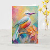 ピンクバードレッドブレストファンタジーバード カード (黄色い花)